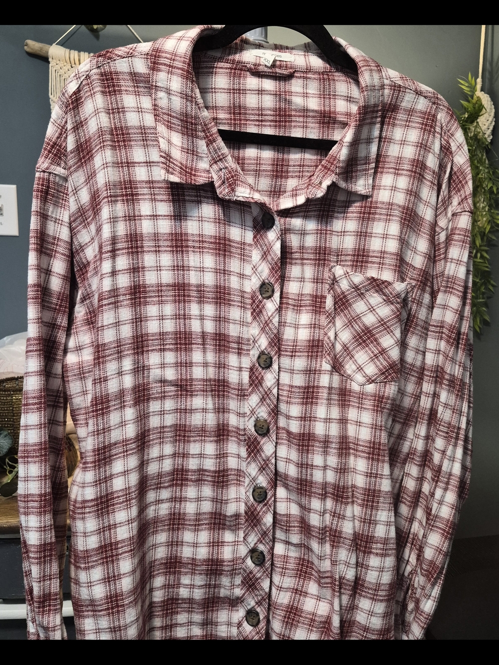 Maurices Red & White Plaid Flannel Sz XXL